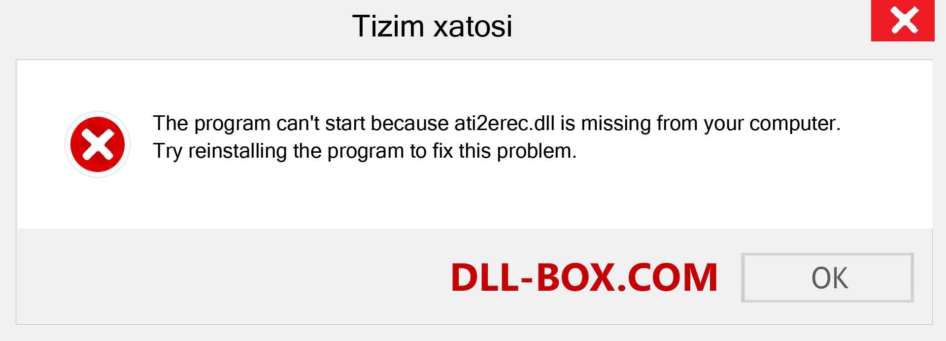 ati2erec.dll fayli yo'qolganmi?. Windows 7, 8, 10 uchun yuklab olish - Windowsda ati2erec dll etishmayotgan xatoni tuzating, rasmlar, rasmlar